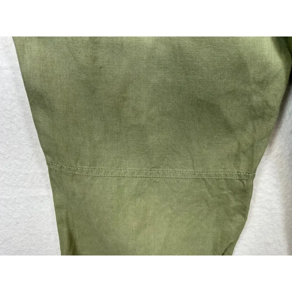 Banana Republic Cropped 100% Linen Pants Satin Waistband & Ankle Ties. Size 8P